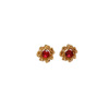 Ancient court court style flower alloy double -layer hollow flowers red inlaid earrings gold -plated gold -plated temperament
