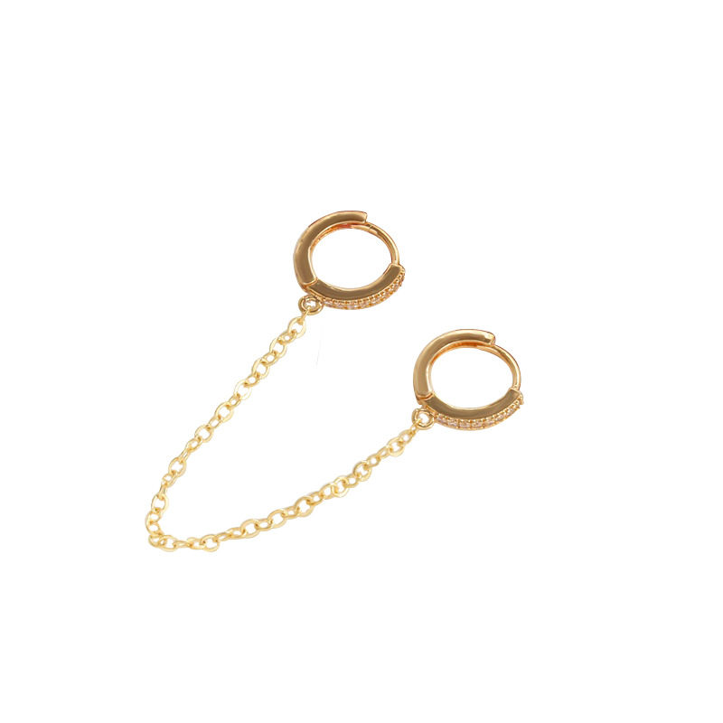 Style, personnalité, mode, boucles d'oreilles à double cercle, boucle ronde en zircon simple, boucles d'oreilles à chaîne à pompon simples et longues_voghion.com