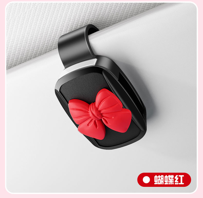 Women's Car Glasses Clip Bill Card Storage Personalized Butterfly Red Car Hanging Cute Sunglasses Clip Card Holder