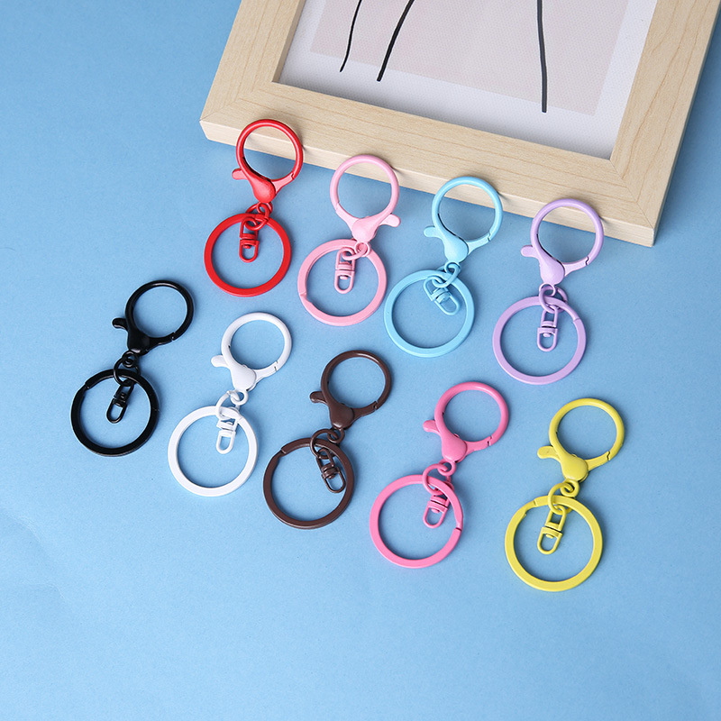 Colorful Alloy Painted Round Dragon Keychain Lobster Clasp Three-Piece Set Creative DIY Jewelry Handmade Accessories Keychain