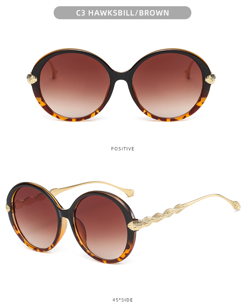 Women's Retro Color Block Resin Round Frame Full Frame Sunglasses display picture 2
