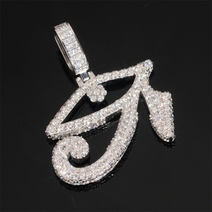European and American Cross-border Ancient Egyptian Symbol Eye of Horus Pendant S925 Silver Moissanite Personality Hip-hop Pendant Necklace