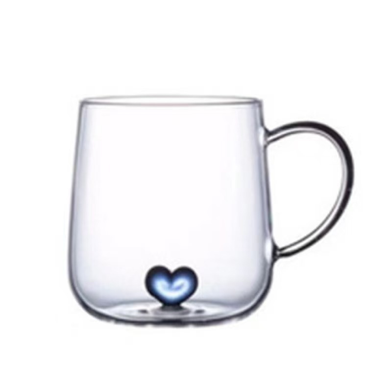 Spot Pareja Taza reconfortante Red Taza de agua de vidrio de alto valor Gradiente transparente Taza de manija de oficina de fondo de amor creativo