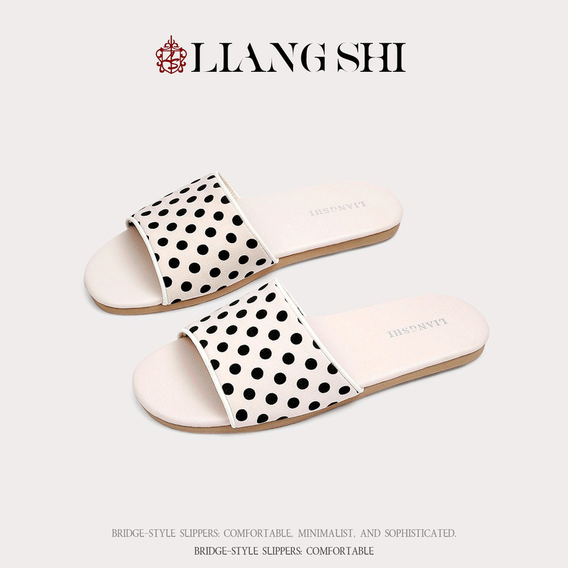Liang's new summer product: French-style elegant and sophisticated small polka dot open-toe sandals, non-slip and lightweight for home use