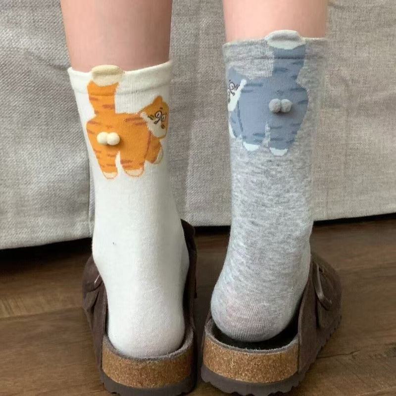 诸暨袜子猫猫蛋蛋中筒袜女可爱秋季新款袜子女趣味搞怪长筒袜批发|undefined