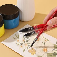 Set of Red Fat Man Watercolor Brushes for Art Painting, Watercolor Squirrel Hair Single Round Head Gouache Brush Wholesale