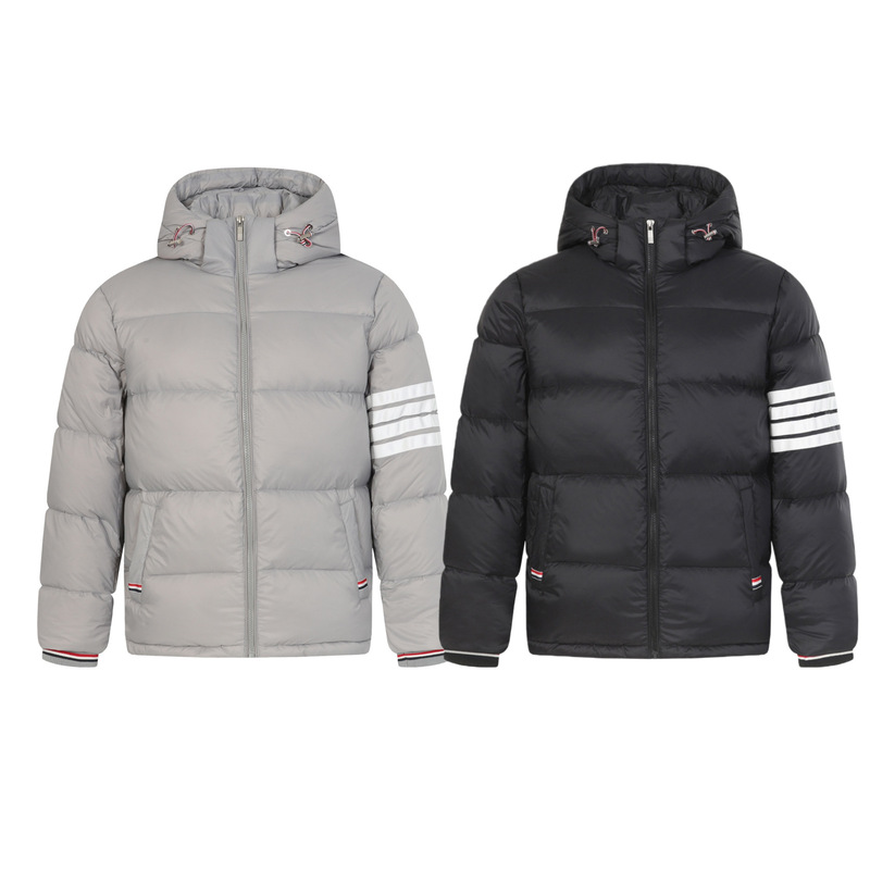 Tb down Jacket Four-Bar Stand Collar Hooded Unisex 90% White Duck down Casual Thickened Warm Puffer Jacket