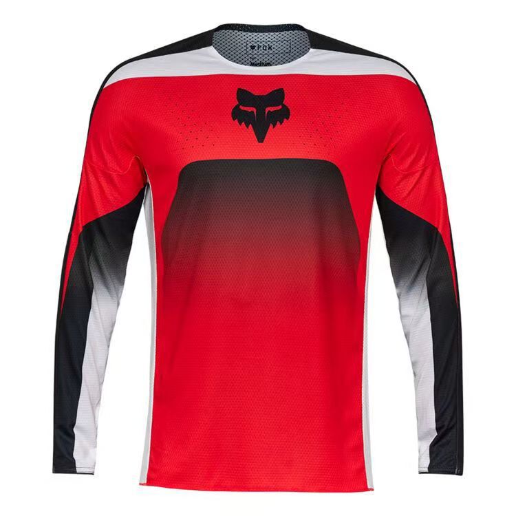 Fox Head Off-Road Cycling Jersey Sports Long-Sleeve T-Shirt Quick-Dry Unisex Crew Neck Motorcycle Racing Shirt Quick-Dry Breathable