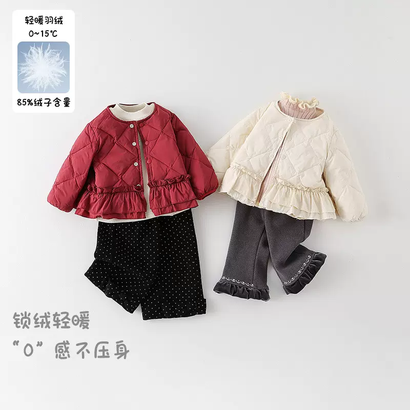 女童轻羽绒内胆冬季新款女宝宝花边羽绒外套婴幼儿轻薄羽绒服 a类