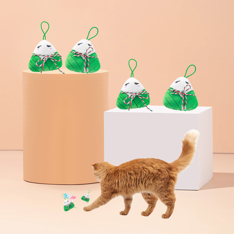 宠物用品猫咪玩具端午节毛绒卡通粽子一举高粽内含猫薄荷替换头