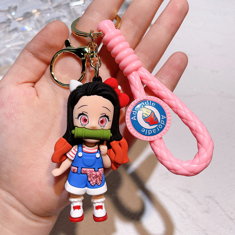 2024 鬼滅の刃キーホルダーアニメ周辺フィギュア漫画禰豆子善逸人形カップルペンダント|undefined