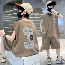 男童酷帅夏装套装2025新款中大童儿童洋气男孩夏季背心无袖运动潮