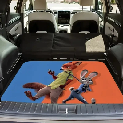 Zootopia Car Trunk Mat Dust-Proof, Stain-Resistant, Wear-Resistant, Easy to Care For, Car Interior Decoration Cartoon Floor Mat Sticker (Avtomobil döşəmə paspasları) - zy-zootopia-trunk-mat-1-75100cm-crystal-velvet
