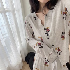 2025新型アニメミッキー・モーダル綿パジャマ女性春と秋の長袖夏のかわいい家具服セット