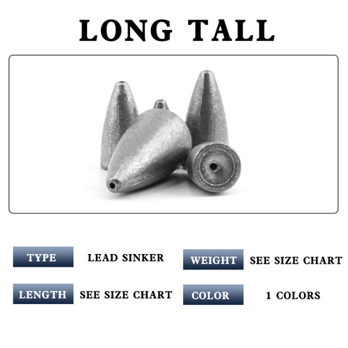 Lure Bait Bullet Weights (5 pcs/bag) - Long-Range Hollow Lead Sinkers for Texas Rig Fishing Gear Accessories