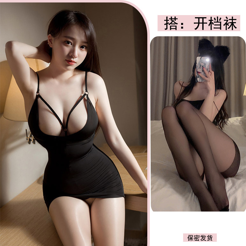 블랙 + 블랙 오픈 양말
