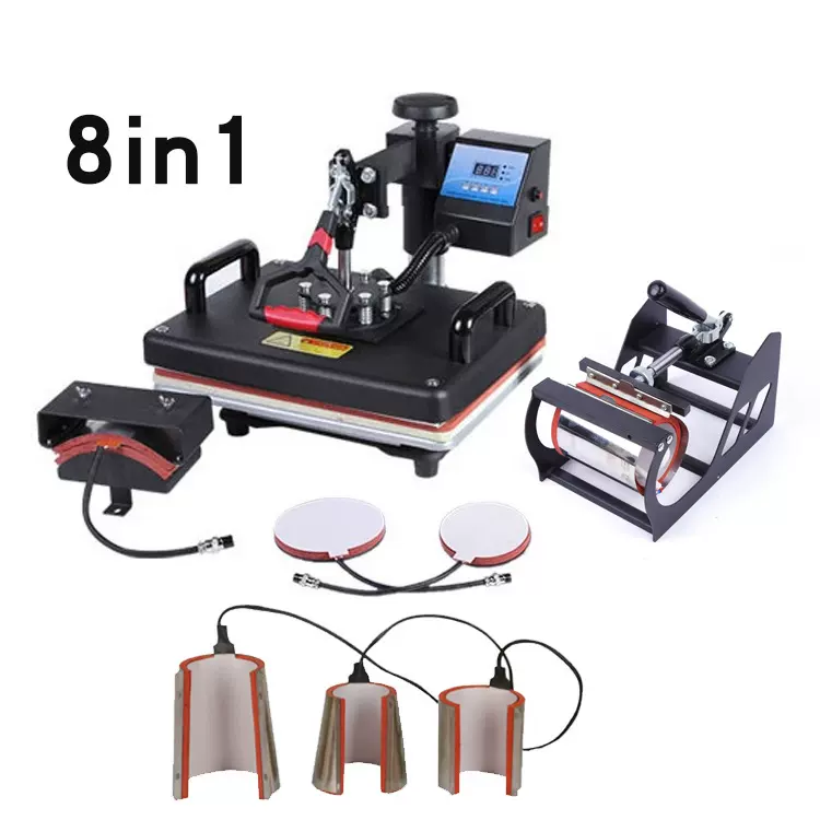热转印机器12”*15”英寸符号多功能8合1摇头印花服装T恤烤杯压烫