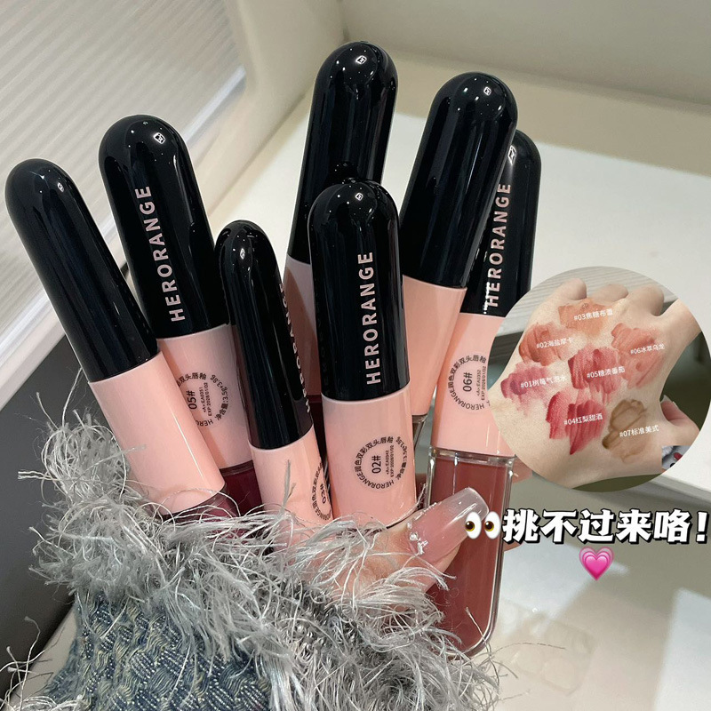 純粋な欲感は、潤色のダブルカラーのダブルカラーの唇釉薬のベルベットのマットな光の鏡面のダブルカラーの口紅が落ちにくいです。|undefined