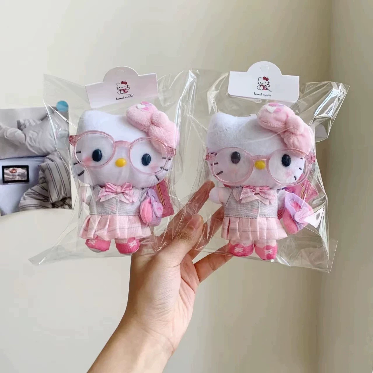 Подвеска (Hello Kitty) в форме куклы в форме, брелок‑украшение для сумки, плюш, съёмные очки, 40 г