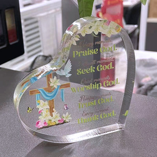 Acrylic Ornament Heart-Shaped Ladies Colleague Farewell Appreciation Gift Teacher Souvenir Decoration Tv Cabinet
