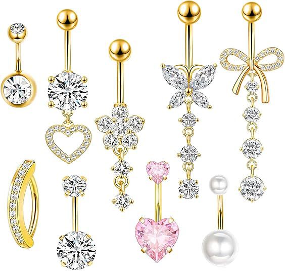 Vendita all'ingrosso online di gioielli per piercing all'ombelico in acciaio inossidabile con zircone a prezzi accessibili_voghion.com