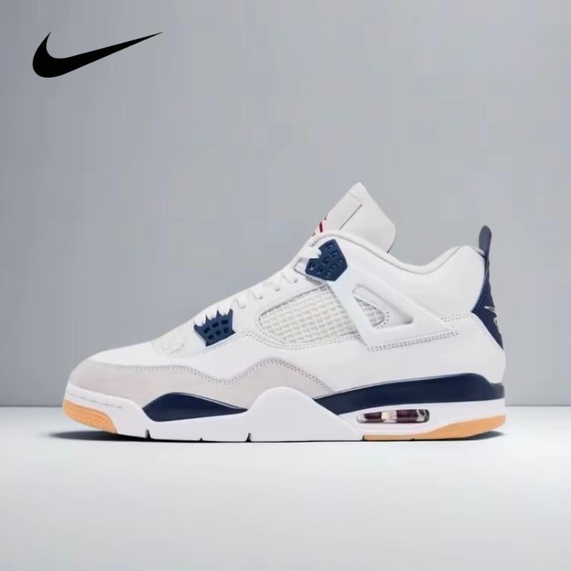 Pure Original New Model Aj4 White and Blue Versatile Men's and Women's Sports Shoes Navy Blue Retro Mid-Top Basketball Shoes Dr5415-100 Pure Original New Model Aj4 White and Blue Versatile Men's and Women's Sports Shoes Navy Blue Retro Mid-Top Basketball Shoes Dr5415-100