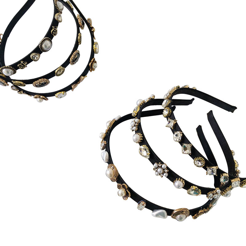 Estilo coreano Internet celebridad aleación rhinestone industria pesada diadema completo diamante barroco borde fino diadema flor arco pelo paquete grutas de pelo