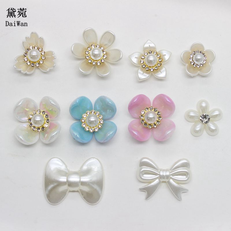 黛菀跨境新款珍珠花朵树脂配件洞洞鞋鞋扣diy配饰鞋花配件发饰