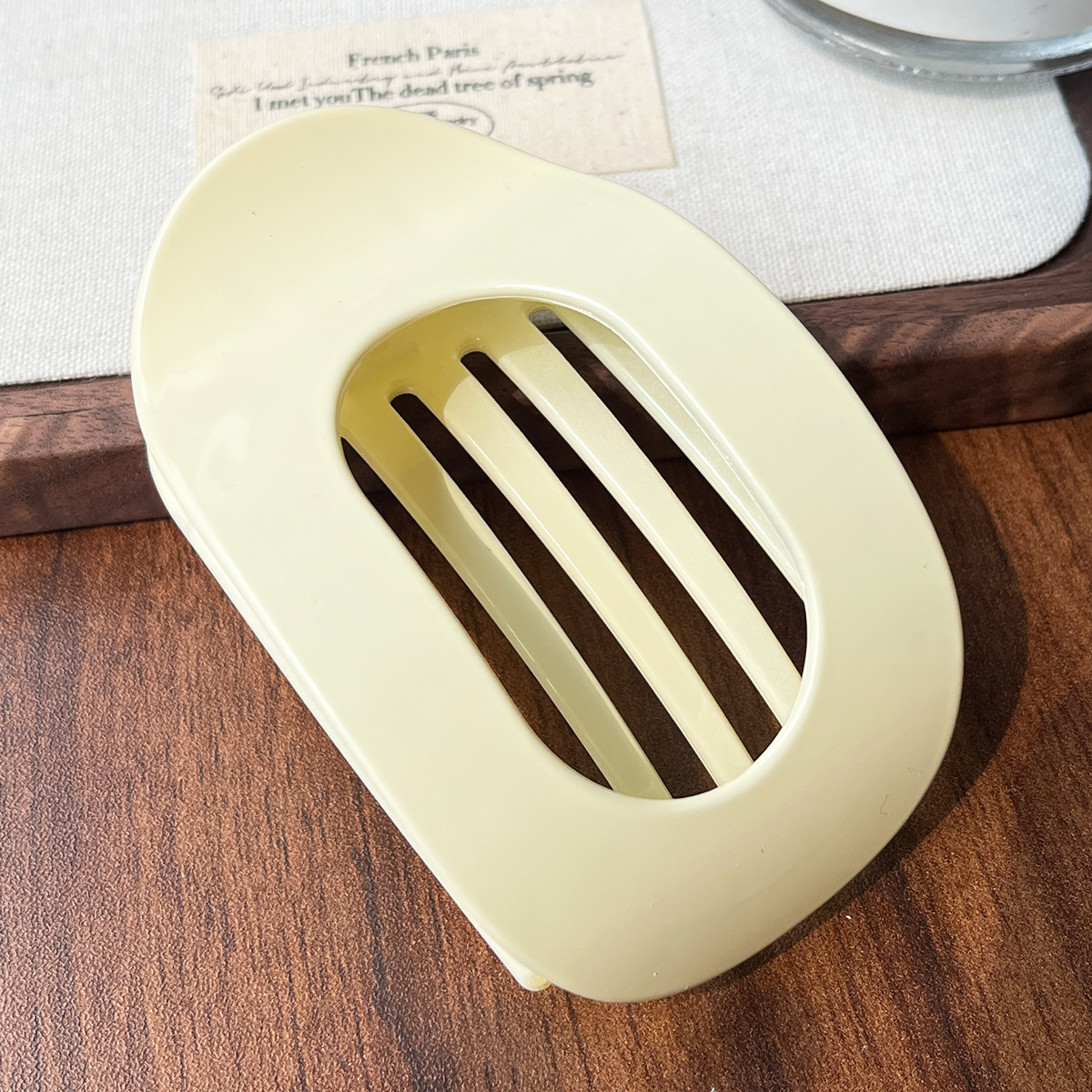 Nuevo material transfronterizo de PC plano elíptico clip de cabello de la cabeza trasera rascar el cabello de la cabeza curva temperamento arco clip de tiburón adornamiento para el cabello image 7