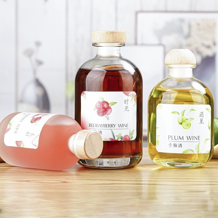 密封玻璃果酒瓶250ML装带木塞盖自酿青梅酒瓶子果酒饮料瓶白酒瓶