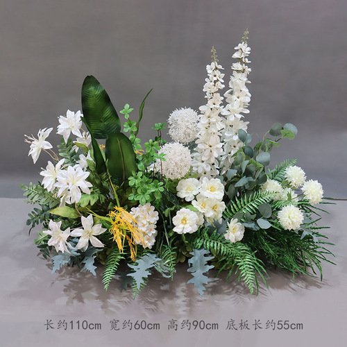 Forest-style wedding green leaf white corner flower hanging flower pot silk flower guide outdoor wedding decoration guiding greenery arrangement