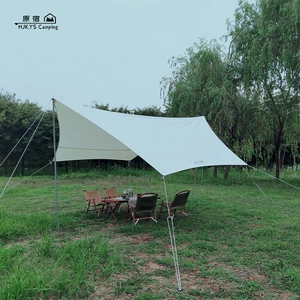 Harajuku Outdoor Camping Canopy, Outdoor Camp Tent, Rainproof and Sunshade, Multi-Person Hexagonal Tent with Poles, Heavy Rain Resistant, Waterproof