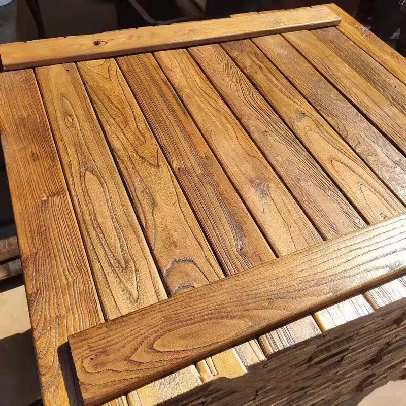 Old Elm Wood Panels, Weathered Door Panels, Homestay Decoration Panels, Vintage Splicing Panels, Hotel Solid Wood Stair Tread Boards