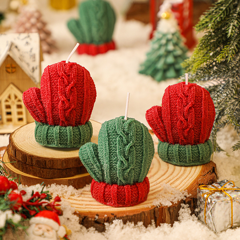 Christmas woolen gloves, scented candles, holiday gifts, ins photo props, diy creative ornaments, scented candles