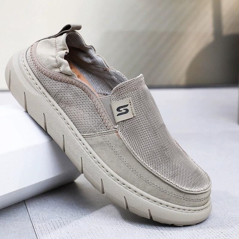 Старая пекинская тканевая обувь, мужская обувь, летняя мужская повседневная обувь с дышащей сеткой, обувь для папы среднего и пожилого возраста, нескользящая сетчатая обувь на мягкой подошве