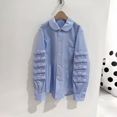 CDG KZYU 25春夏新款日系蝴蝶结衬衫休闲长袖宽松衬衣女款上衣潮
