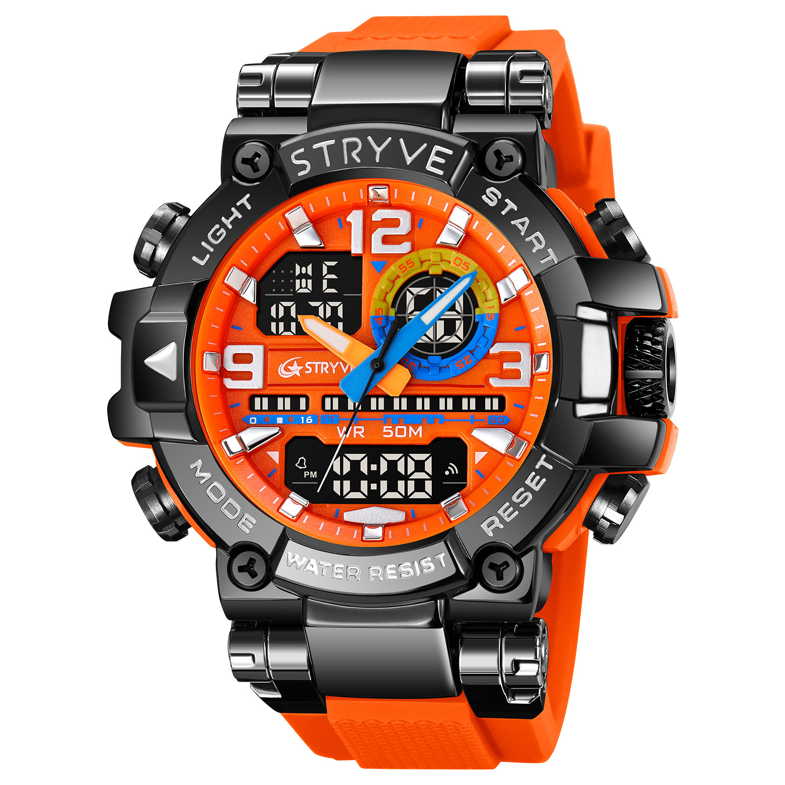 STRYVE reloj deportivo para hombre de moda luminoso reloj electrónico impermeable reloj multifuncional estudiante transfronterizo 8025