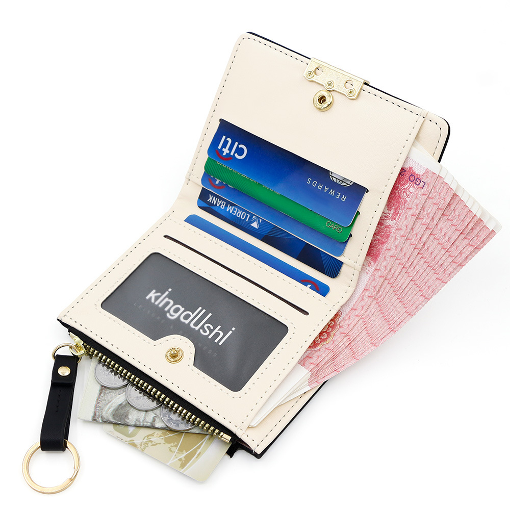 Nueva versión coreana de la moda para mujer billetera corta monedero con cremallera bolsa de monedas múltiples tarjeta tarjeta bolsa de identificación billetera