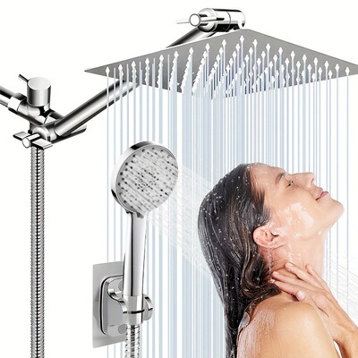 2026新款跨境代发不锈钢花洒组合6/8英寸高压跨境|ru