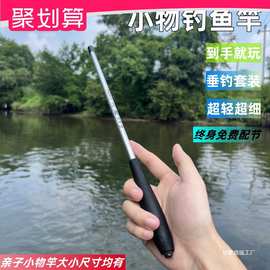 小物钓鱼竿套装微物手竿儿童迷你短节溪流竿超细鳑鲏杆钓虾竿