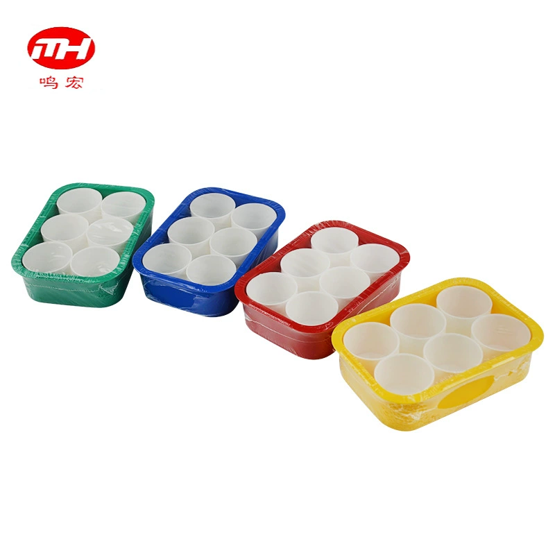 Поставка 6 отверстий круглый пластиковый гуашь пигмент палитра коробка большой емкости съемная акварель акриловая пигмент палитра чашка