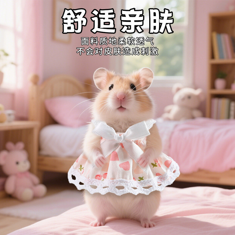 亚马逊新款夏季新款小宠连衣裙仓鼠可爱外出裙子荷兰猪金丝熊装扮|undefined