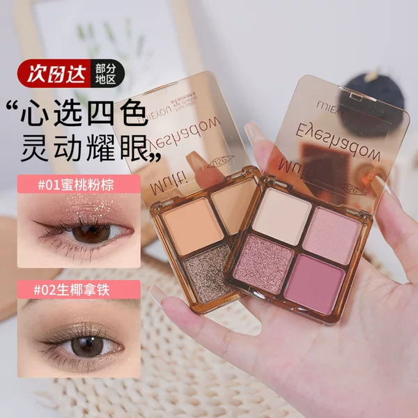 Popular Matte Four-Color Eyeshadow Palette for Women, Earth Tones, 2024 New Model, Natural Nude Makeup, Bilingual Foreign Trade Cross-Border