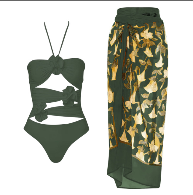 301g Weight Sleeveless Sleeve Length Nylon, Polyester Fabric Type Regular Top Length One-pieces Tops Type 1 Piece, 2 Pieces Set Quantity Beach, Swimming Occasion Halter Neck Neckline Slim Fit Type Solid Color, Flower Pattern Women's Gender Sexy Style Women's Sexy Solid Color Flower 1 Piece 2 Pieces Set One Pieces Swimwear 10