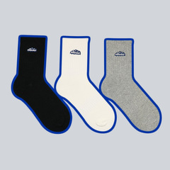 日版雪山山脈刺繡潮牌襪子日系街頭簡約運動黑白全棉中筒襪