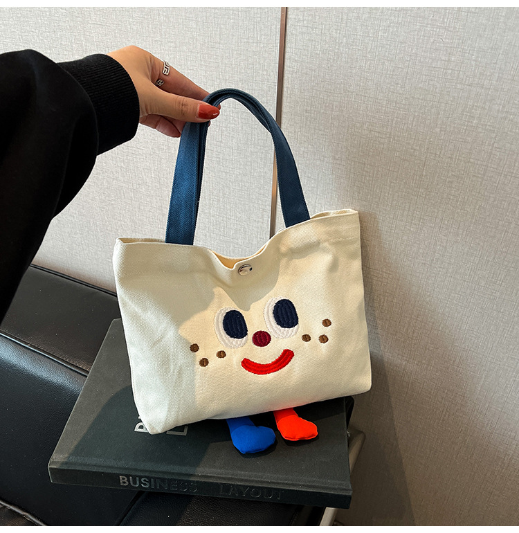 ins mini canvas bag, cute peach tote bag, Korean girl snack bento small bag canvas bag wholesale undefined