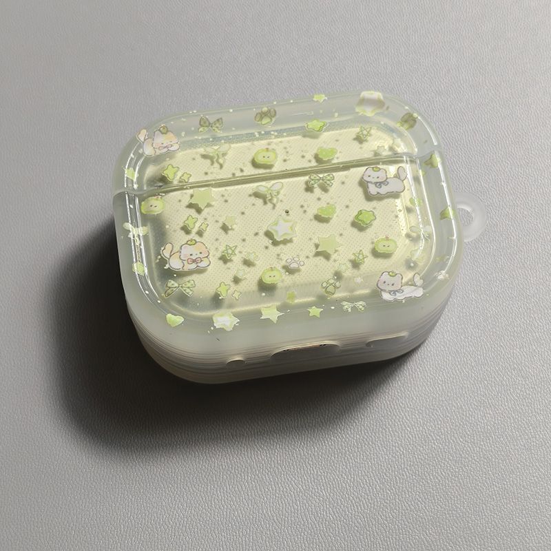 Gatos de manzana verde para airpods4 cubierta de auriculares airpods1 / 2 generación de manzana pro3 estuche bluetooth