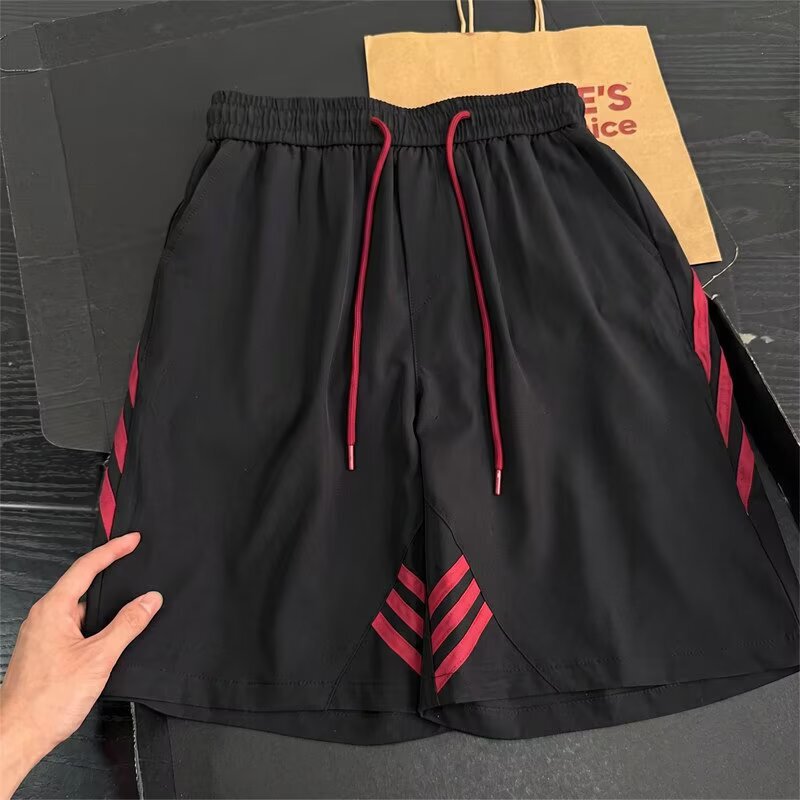 American-Style High Street Side-Striped Basketball Shorts for Men, Summer Thin Nylon Quick-Dry Sports Pants, Trendy Casual Shorts American-Style High Street Side-Striped Basketball Shorts for Men, Summer Thin Nylon Quick-Dry Sports Pants, Trendy Casual Shorts