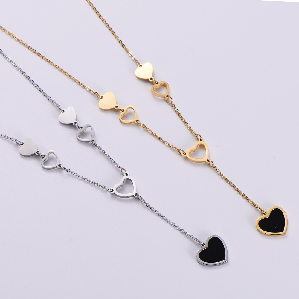 Fashion Exquisite Heart-Shaped Pendant Necklace Earrings Set