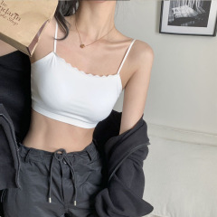 【一體化胸墊】冰絲吊帶小背心新款無痕美背裹胸夏季短款抹胸內衣